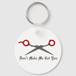 Don’t Make Me Cut You (Red Hair Cutting Scissors) Keychain