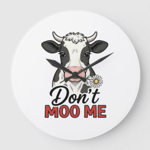 Don’t Moo Me Funny Cow Vintage Engraving Large Clock