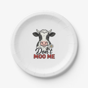 Don’t Moo Me Funny Cow Vintage Engraving Paper Plates