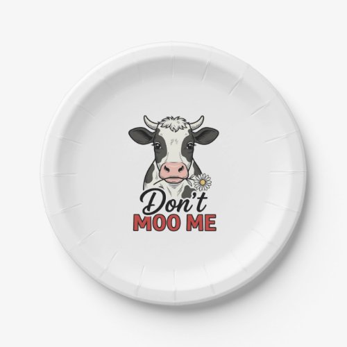 Don’t Moo Me Funny Cow Vintage Engraving Paper Plates