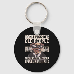 Don´t Off Old People Funny Birthday Dog Graphic Fo Keychain
