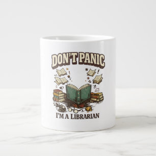 Don’t Panic I’m A Librarian Vintage Book Design Giant Coffee Mug