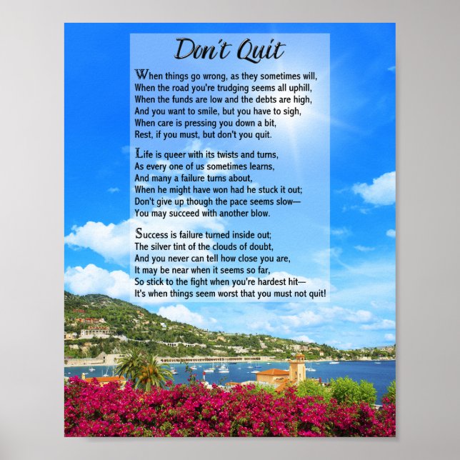 Don’t Quit Poem Poster (Front)