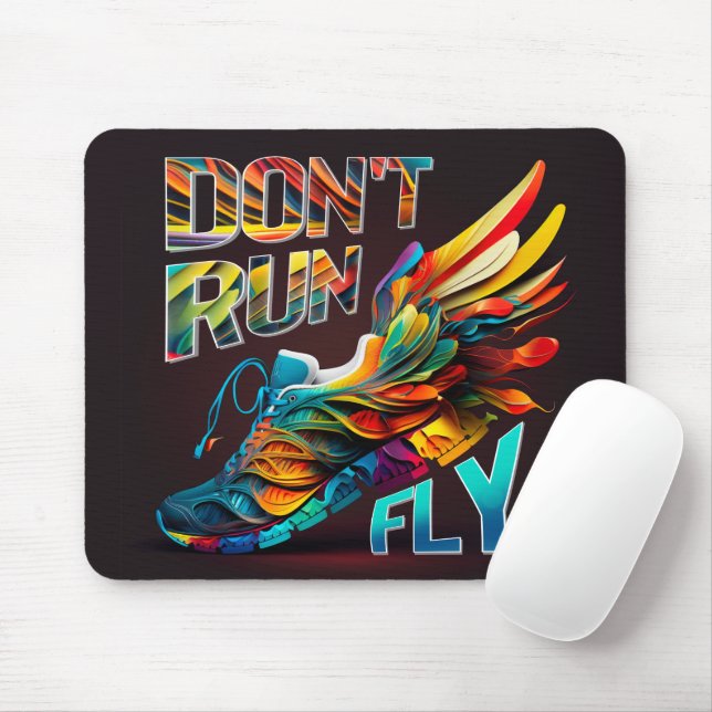 Don’t run, Fly | Neon Running shoe Mouse Pad (With Mouse)