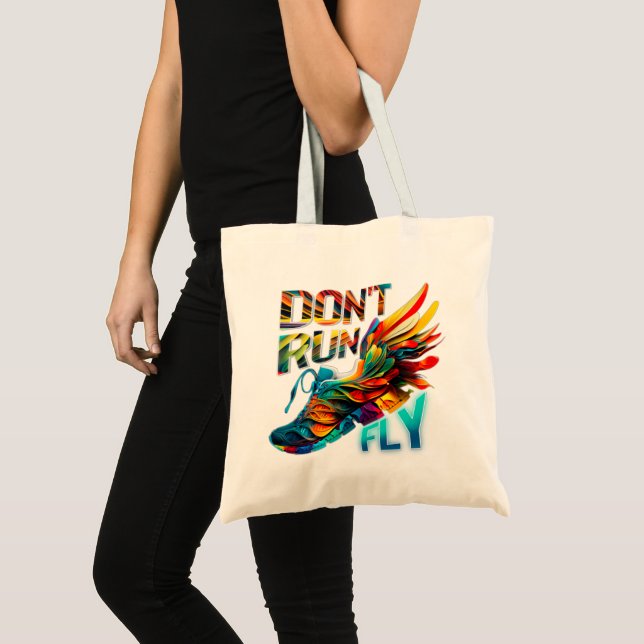 Don’t run, Fly | Neon Running shoe Tote Bag (Front (Product))