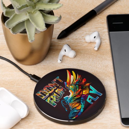 Dont run Fly  Neon Running shoe Wireless Charger