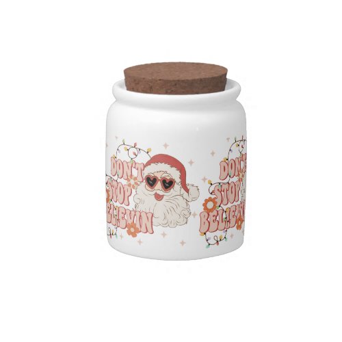 Dont Stop Believing Santa Christmas Cookie Jar