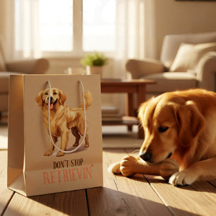 Don’t Stop Retrievin’ Golden Retriever Dog Lover Medium Gift Bag