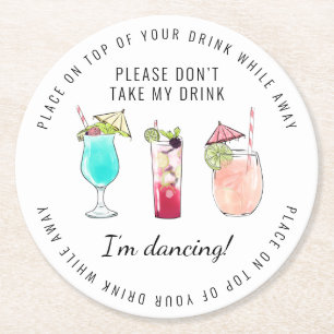 Don’t Take My Drink Wedding Round Paper Coaster