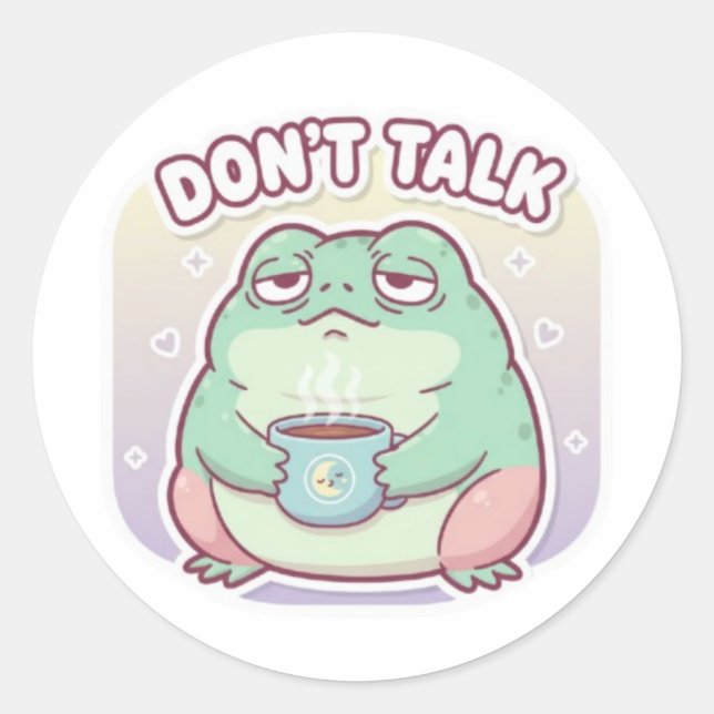 Don’t Talk Frog Sticker Cute Annoyed Frog Coffee M (Front)