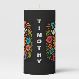 Don’t Worry, Be Happy, Cool Sunshine Pillar Candle