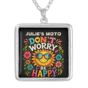 Don’t Worry, Be Happy, Cool Sunshine Silver Plated Necklace