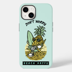 Don’t Worry Beach Happy – Funny Pineapple Surfer S Case-Mate iPhone 14 Case