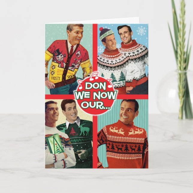 Don We Now Our Fabulous Sweaters - Gay Men Holiday Card (Front)