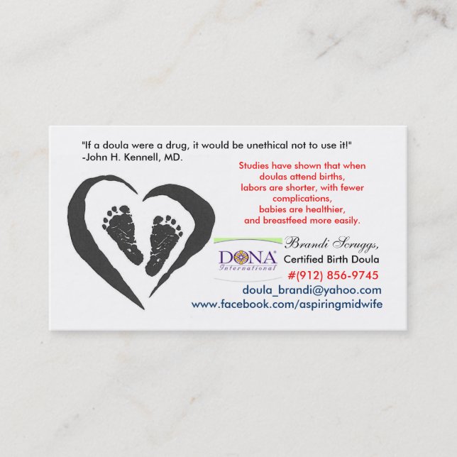DONA Certified Birth Doula Card (Front)