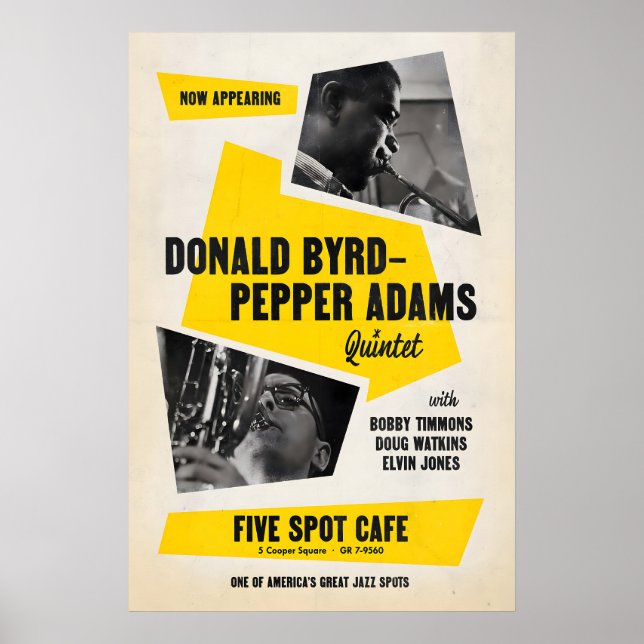 Donald Byrd - Pepper Adams jazz poster - Five Spot (Front)