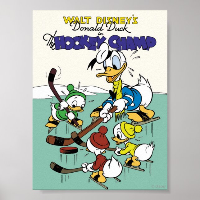 Donald Duck and Nephews Playing Hockey Poster (Front)
