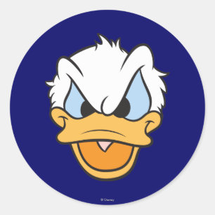 Donald Duck Angry Face Closeup Classic Round Sticker