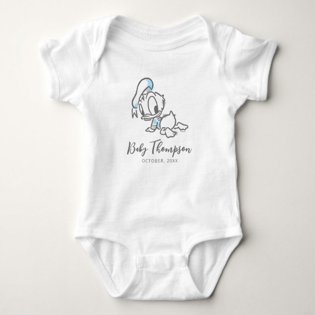 Donald Duck Announcement Date Baby Bodysuit (Front)
