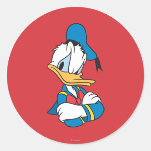 Donald Duck Arms Crossed Classic Round Sticker