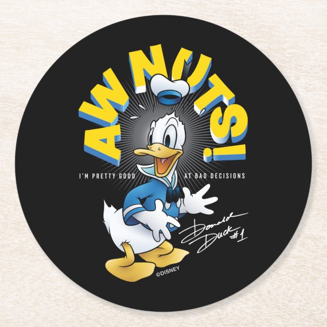 Donald Duck Awnuts! Round Paper Coaster (Front)