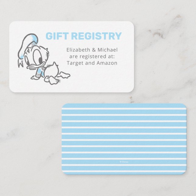 Donald Duck Baby Shower Gift Registry Enclosure Card (Front/Back)