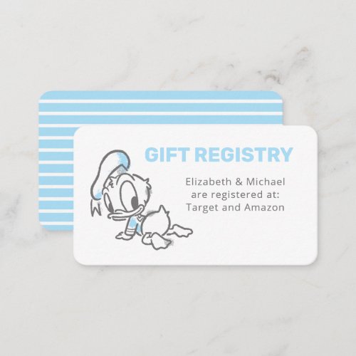 Donald Duck Baby Shower Gift Registry Enclosure Card