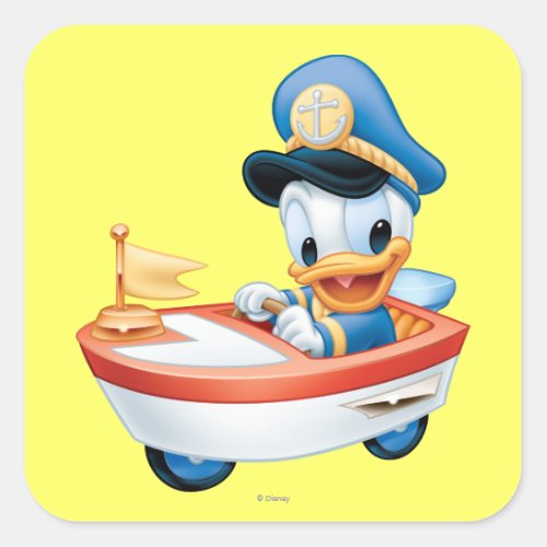 Donald Duck  Boat Baby Square Sticker