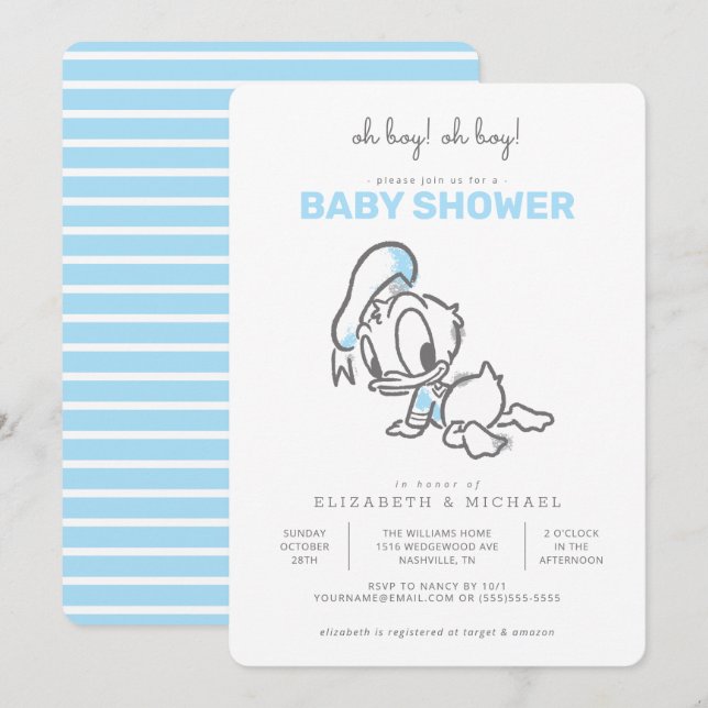 Donald Duck Boy Baby Shower Invitation (Front/Back)