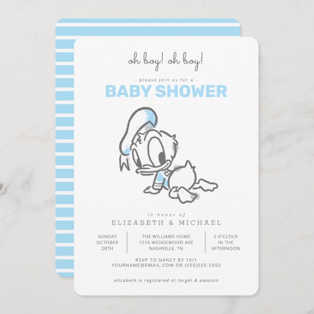 Donald Duck Boy Baby Shower Invitation (Front/Back)