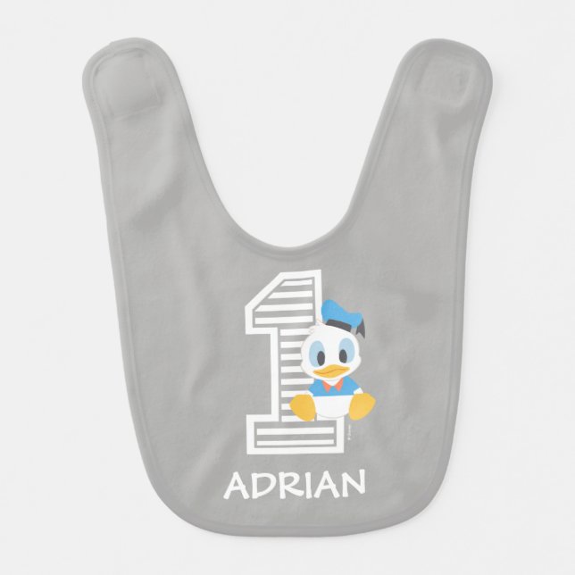 Donald Duck | First Birthday Baby Bib (Front)