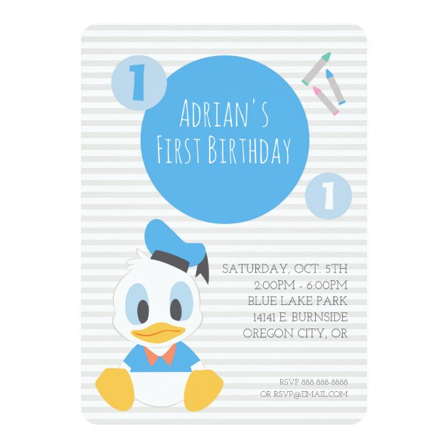 Donald Duck | First Birthday Invitation