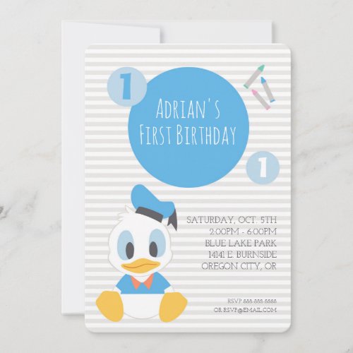 Donald Duck | First Birthday Invitation