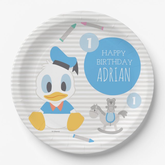 Donald Duck | First Birthday Paper Plates (Front)