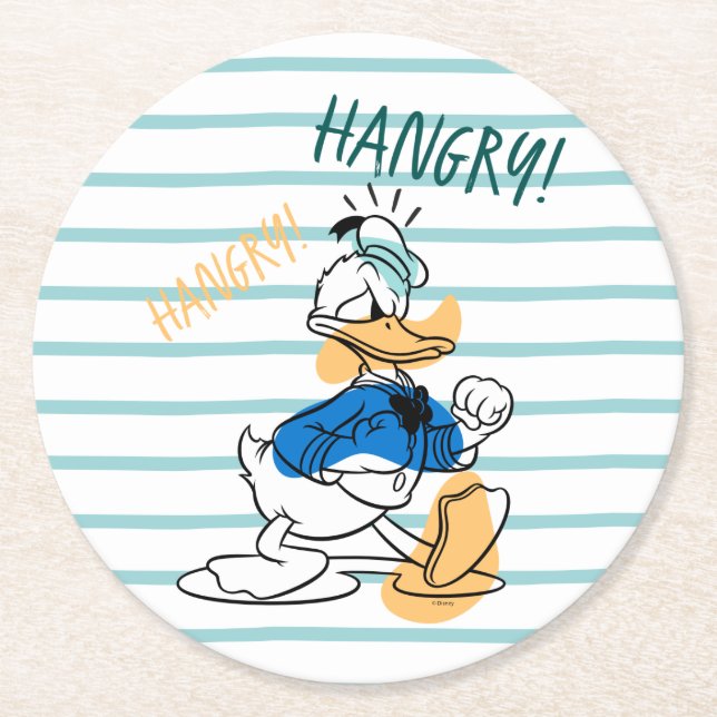 Donald Duck | Hangry Hangry Round Paper Coaster (Front)