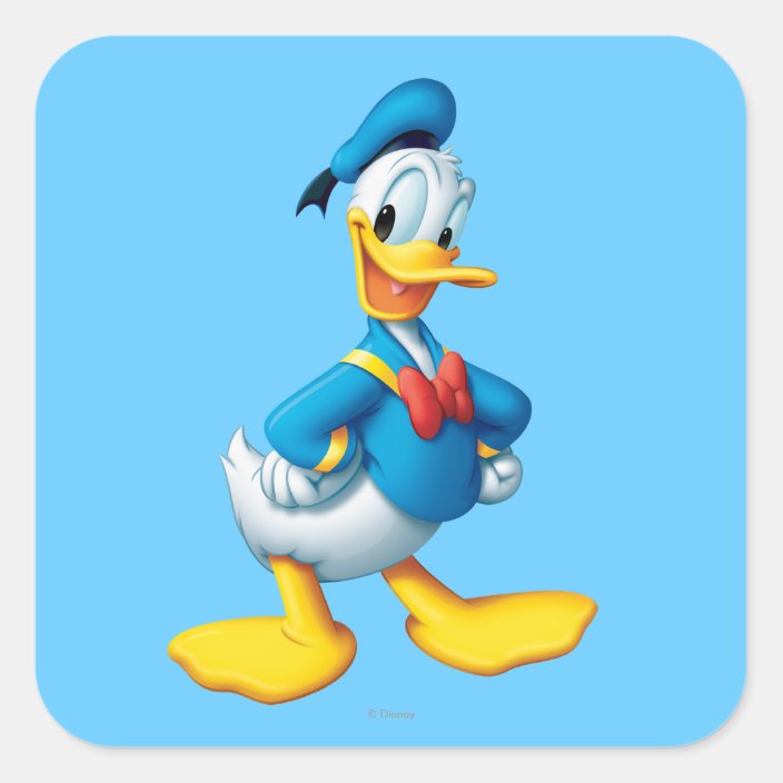 Donald Duck | Happy Square Sticker | Zazzle.com