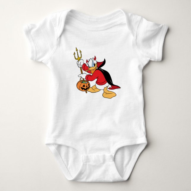 Donald Duck in Devil Costume Baby Bodysuit (Front)