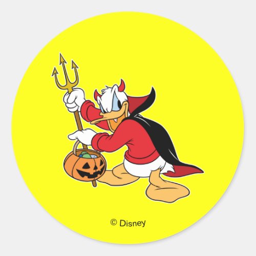 Donald Duck in Devil Costume Classic Round Sticker