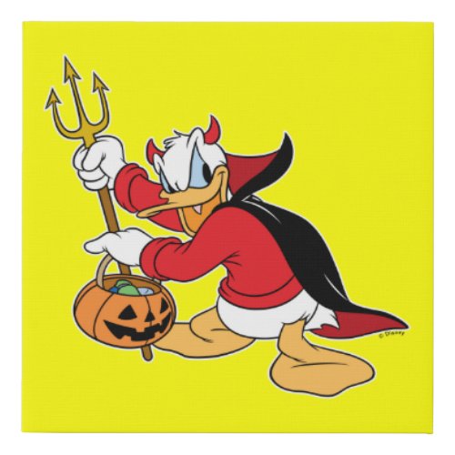 Donald Duck in Devil Costume Faux Canvas Print