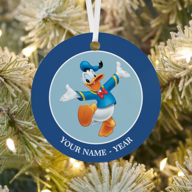 Donald Duck | Jumping Add Your Name Metal Ornament (Insitu)