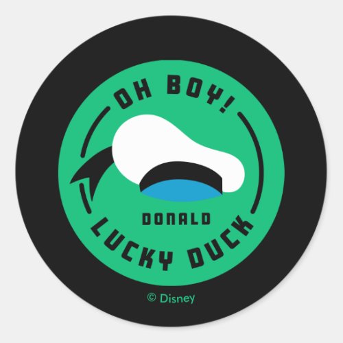 Donald Duck   Lucky Duck Oh Boy Classic Round Sticker