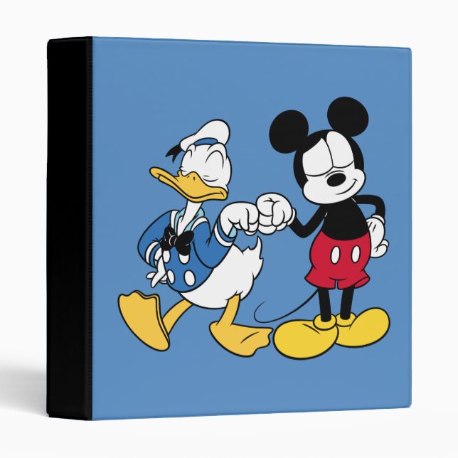 Donald Duck & Mickey Fist Bump 3 Ring Binder (Front/Spine)