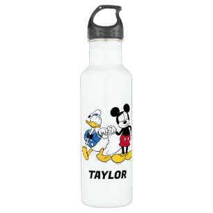 Donald Duck & Mickey Fist Bump Add Your Name Stainless Steel Water Bottle