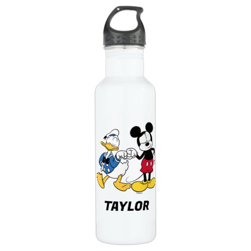Donald Duck  Mickey Fist Bump  Add Your Name Stainless Steel Water Bottle