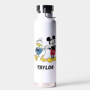 Donald Duck & Mickey Fist Bump Add Your Name Water Bottle