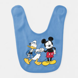 Donald Duck & Mickey Fist Bump Baby Bib