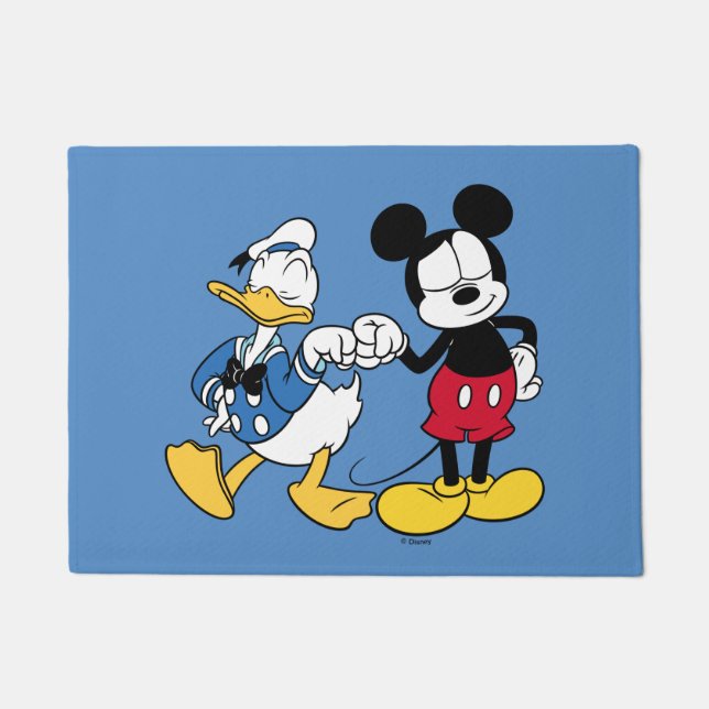 Donald Duck & Mickey Fist Bump Doormat (Front)