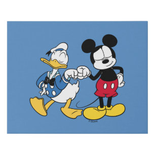 Donald Duck & Mickey Fist Bump Faux Canvas Print