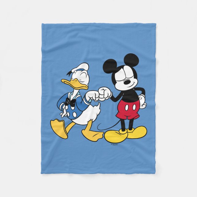Donald Duck & Mickey Fist Bump Fleece Blanket (Front)