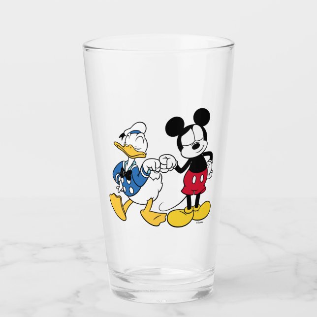 Donald Duck & Mickey Fist Bump Glass (Front)